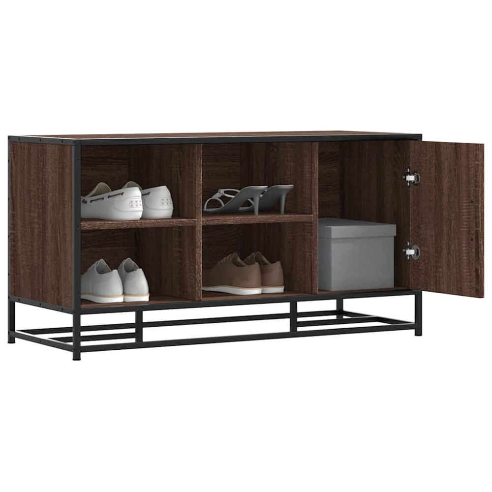 Produktbild för Skobänk brun ek 100x40x53,5 cm konstruerat trä och metall