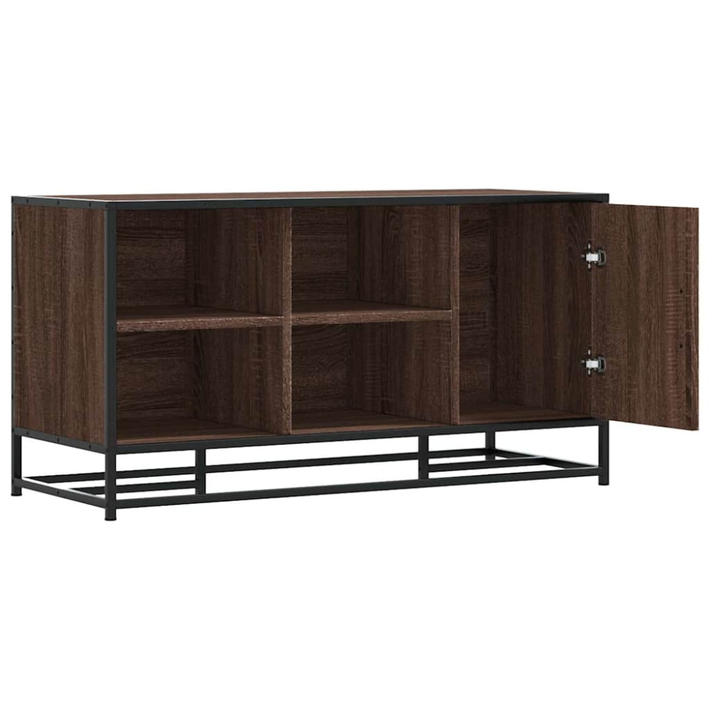 Produktbild för Skobänk brun ek 100x40x53,5 cm konstruerat trä och metall