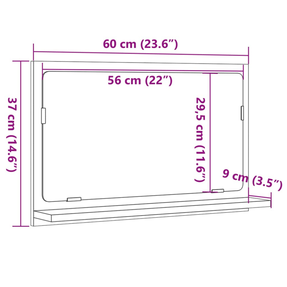 Produktbild för Spegelskåp för badrum artisan ek 60x11x37 cm konstruerat trä