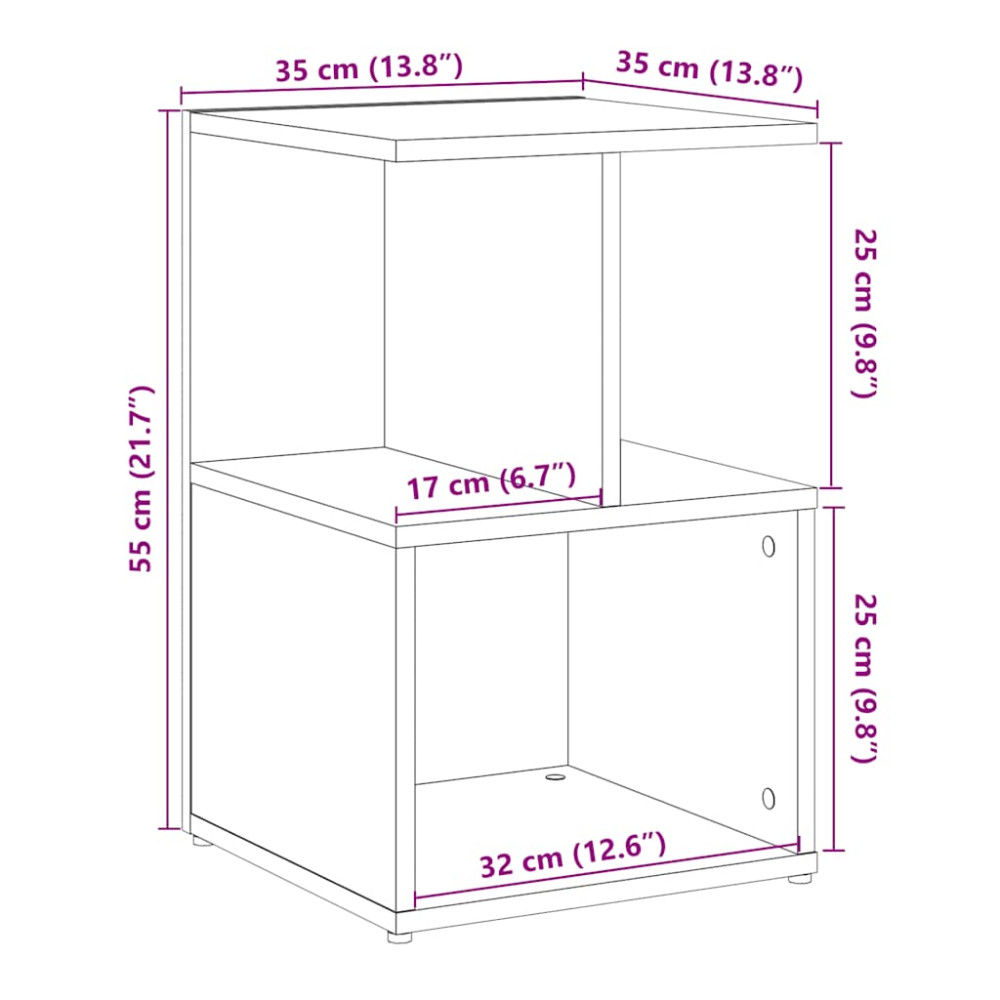 Produktbild för Sängbord gammalt trä 35x35x55 cm konstruerat trä