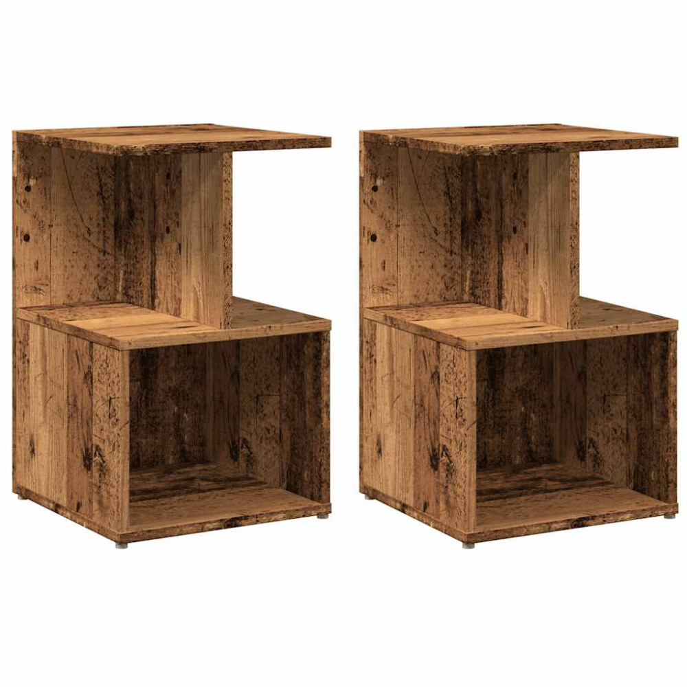 Produktbild för Sängbord 2 st gammalt trä 35x35x55 cm konstruerat trä