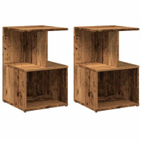 Produktbild för Sängbord 2 st gammalt trä 35x35x55 cm konstruerat trä