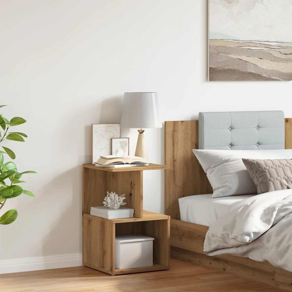 Produktbild för Sängbord artisan ek 35x35x55 cm konstruerat trä