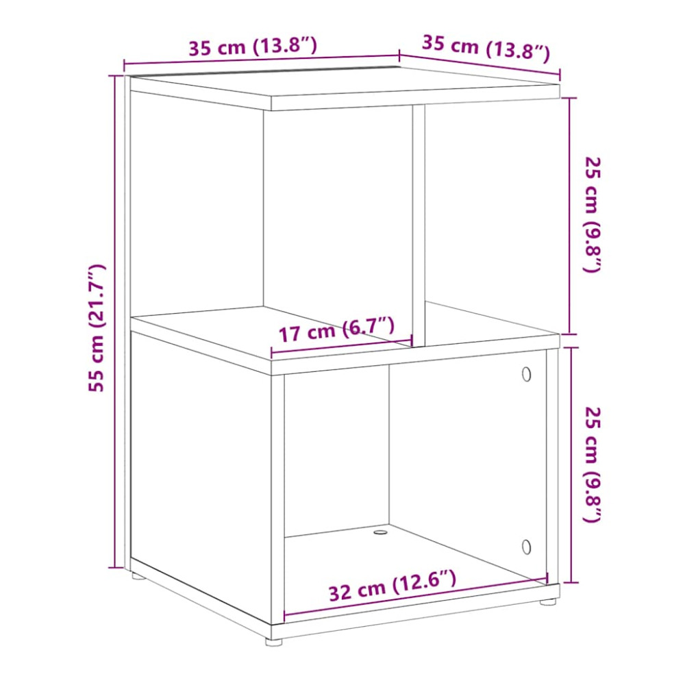 Produktbild för Sängbord artisan ek 35x35x55 cm konstruerat trä