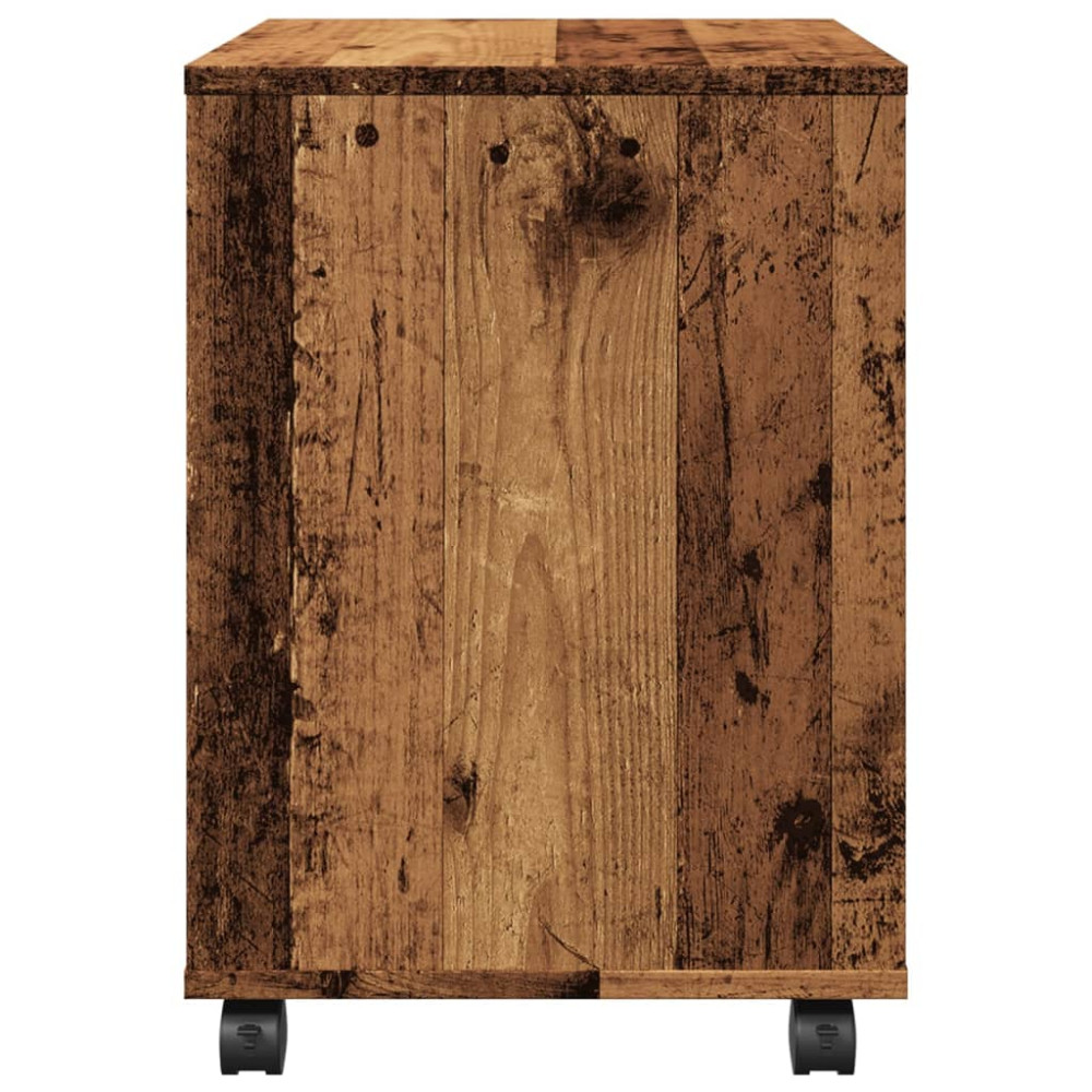 Produktbild för Skåp med hjul åldrat trä 45x38x54 cm konstruerat trä