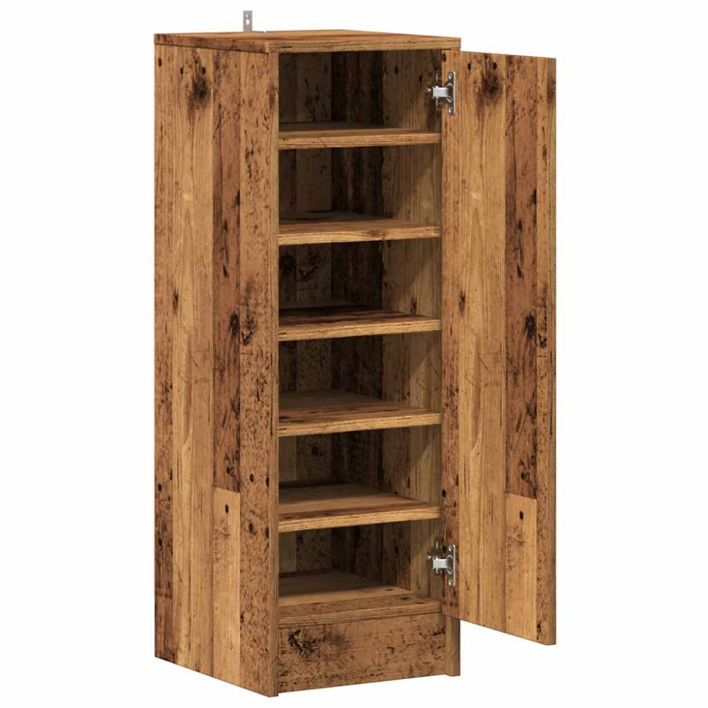 Produktbild för Skoskåp gammalt trä 32x35x92 cm konstruerat trä
