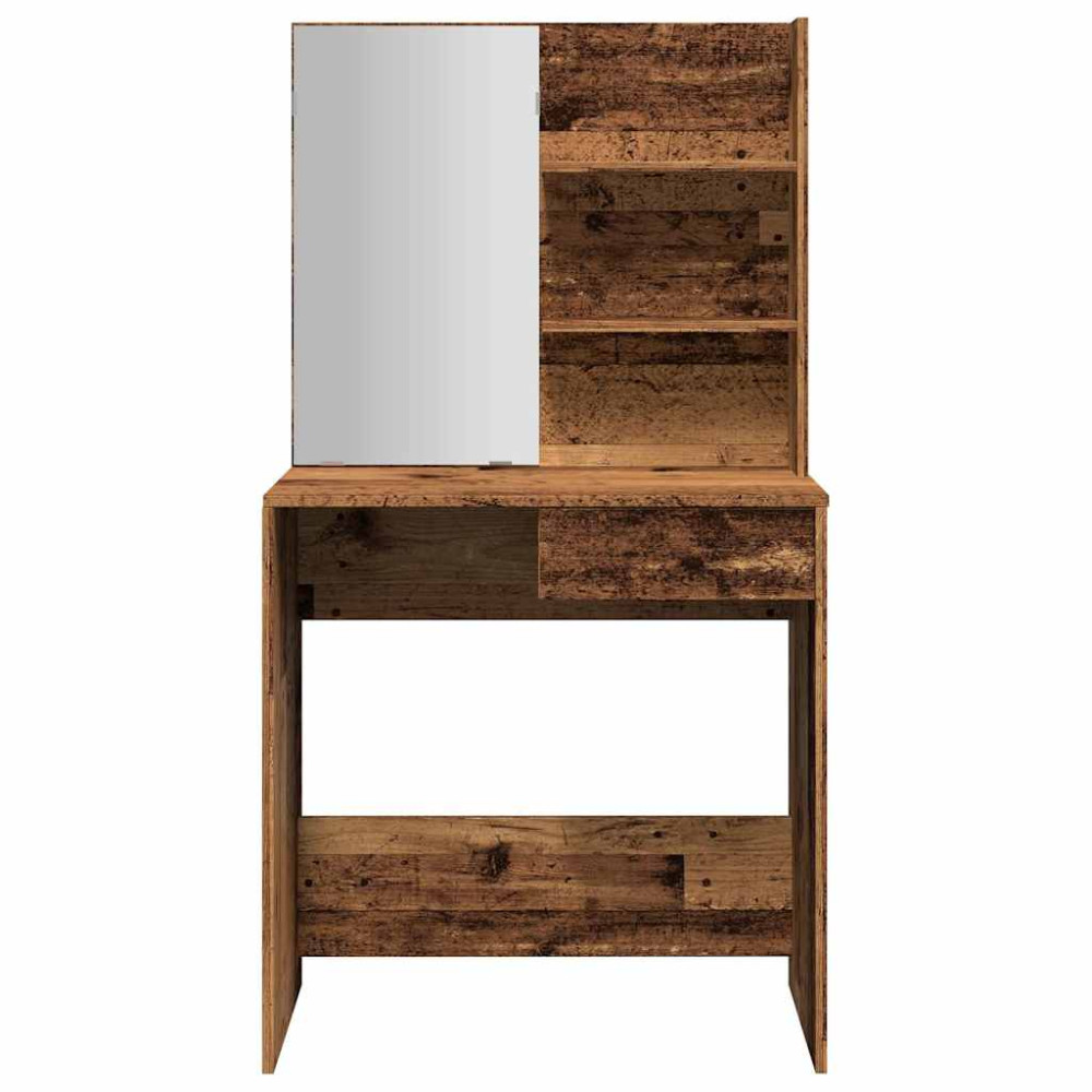 Produktbild för Sminkbord med spegel åldrat trä 74,5x40x141 cm