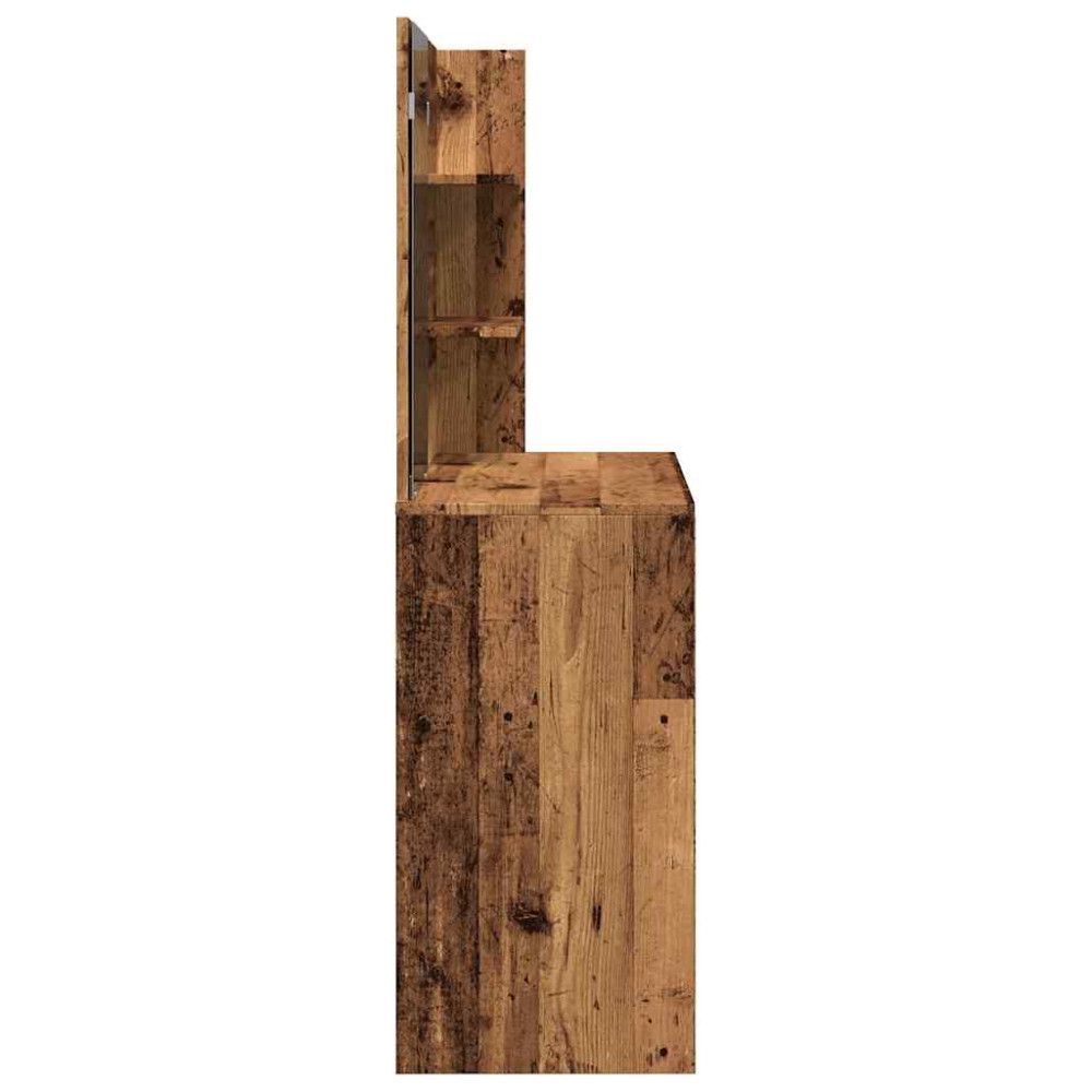 Produktbild för Sminkbord med spegel åldrat trä 74,5x40x141 cm