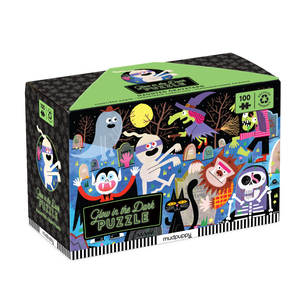 Produktbild för Haunted Graveyard 100 Piece Glow in the Dark Puzzle