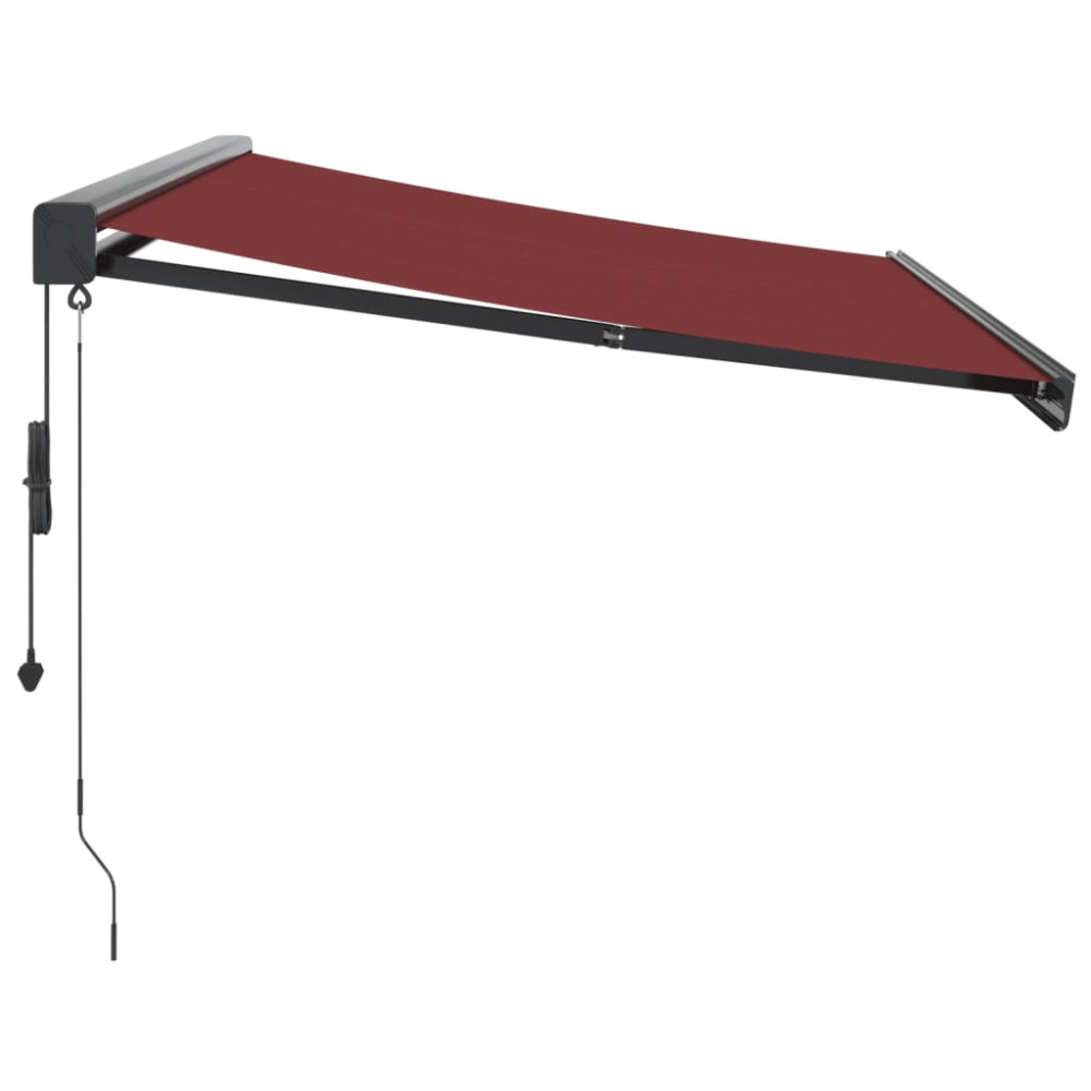 Produktbild för Markis automatiskt infällbar vinröd 350x250 cm