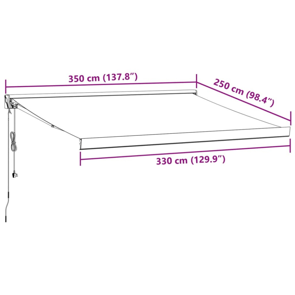 Produktbild för Markis automatiskt infällbar vinröd 350x250 cm