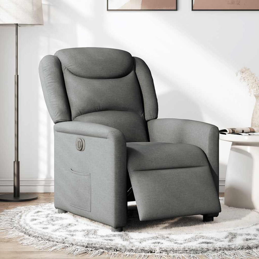 Produktbild för Elektrisk reclinerfåtölj mörkgrå tyg