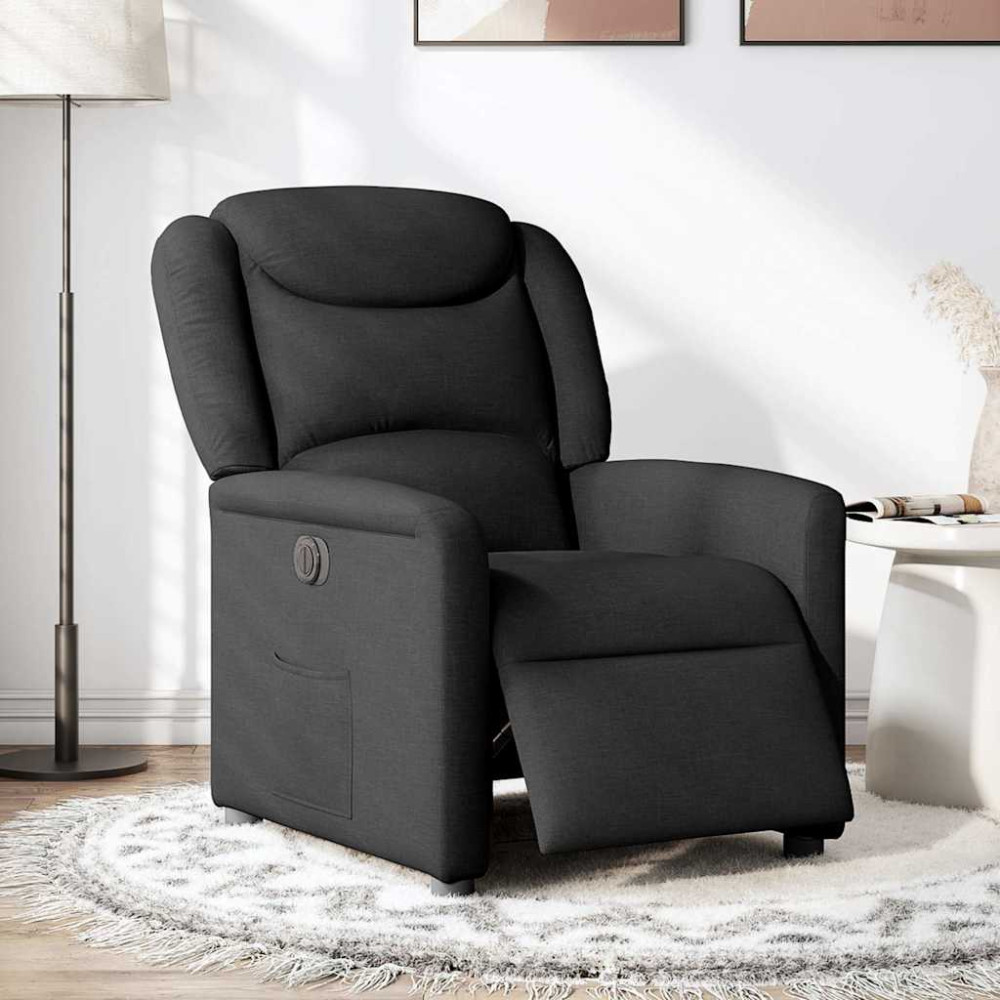 Produktbild för Elektrisk reclinerfåtölj svart tyg
