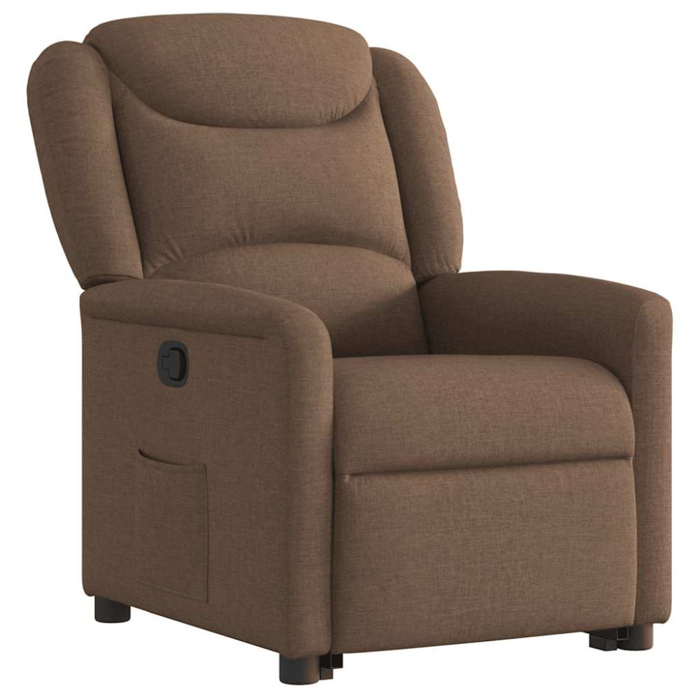 Produktbild för Reclinerfåtölj med uppresningshjälp brun tyg