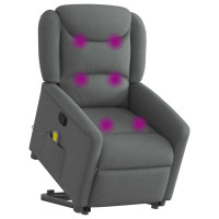 Produktbild för Massagefåtölj med uppresningshjälp mörkgrå tyg