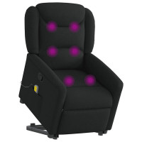Produktbild för Massagefåtölj med uppresningshjälp svart tyg
