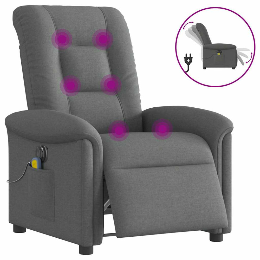Produktbild för Elektrisk massagefåtölj mörkgrå tyg