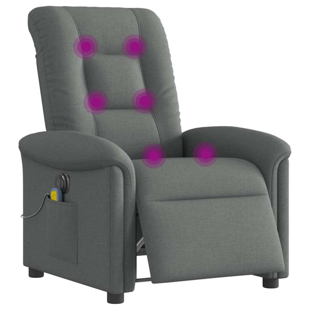 Produktbild för Elektrisk massagefåtölj mörkgrå tyg