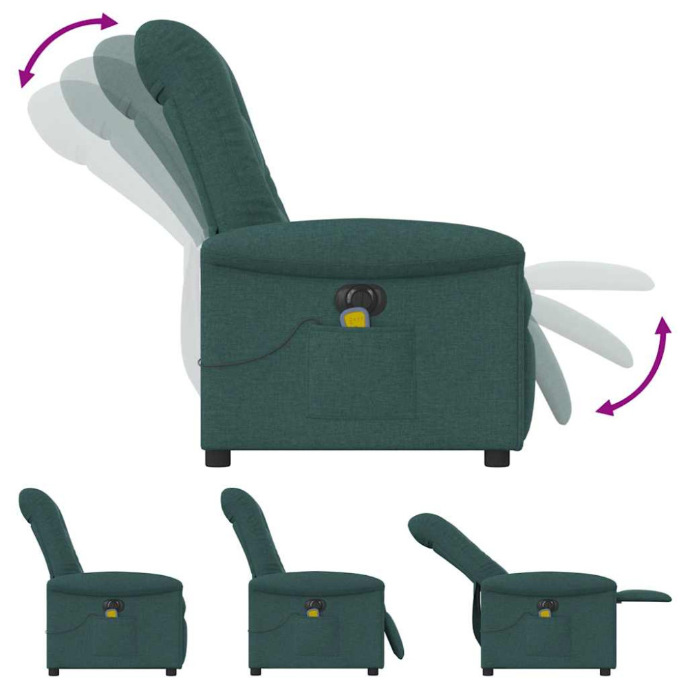Produktbild för Elektrisk massagefåtölj mörkgrön tyg