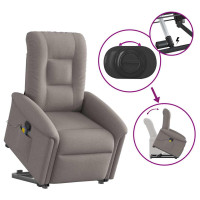 Produktbild för Massagefåtölj med uppresningshjälp taupe tyg