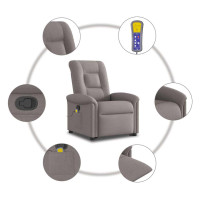 Produktbild för Massagefåtölj med uppresningshjälp taupe tyg