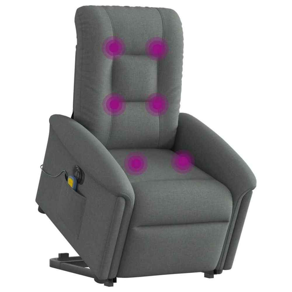 Produktbild för Elektrisk massagefåtölj med uppresningshjälp mörkgrå tyg
