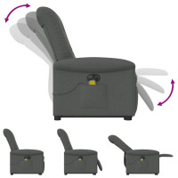 Produktbild för Elektrisk massagefåtölj med uppresningshjälp mörkgrå tyg