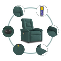 Produktbild för Elektrisk massagefåtölj med uppresningshjälp mörkgrön tyg