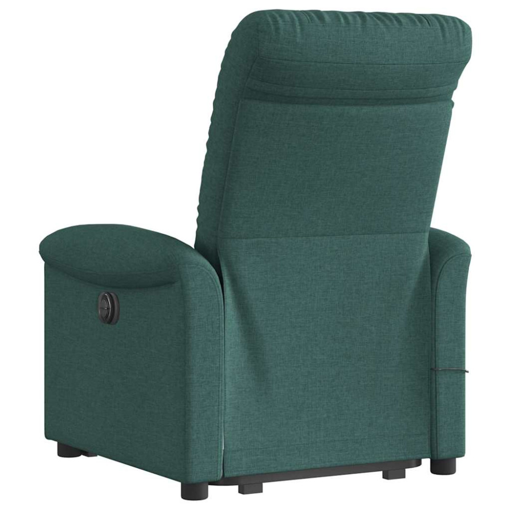 Produktbild för Elektrisk massagefåtölj med uppresningshjälp mörkgrön tyg
