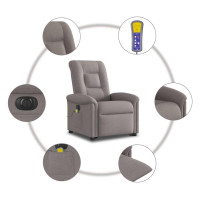Produktbild för Elektrisk massagefåtölj med uppresningshjälp taupe tyg