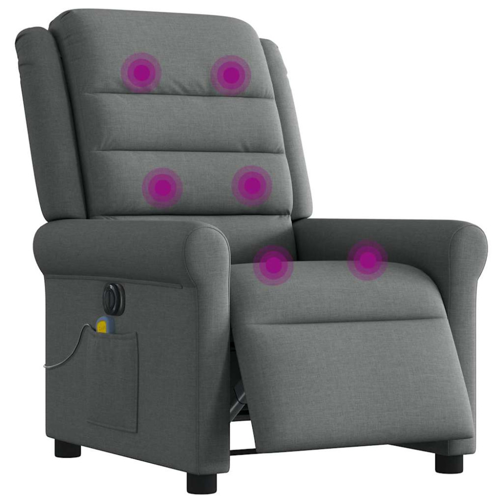 Produktbild för Elektrisk massagefåtölj mörkgrå tyg