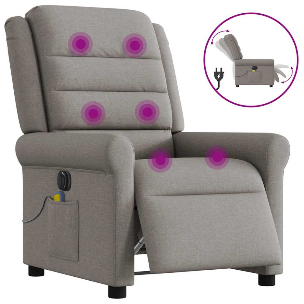 Produktbild för Elektrisk massagefåtölj taupe tyg