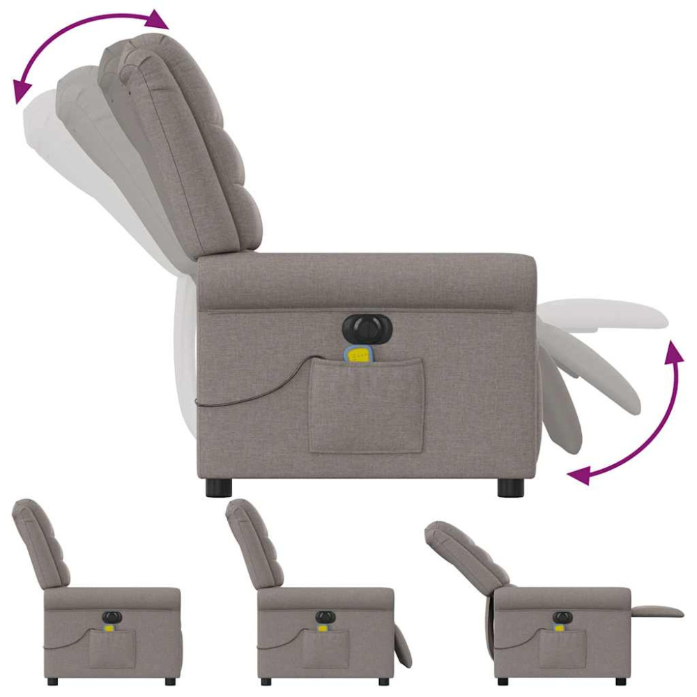 Produktbild för Elektrisk massagefåtölj taupe tyg