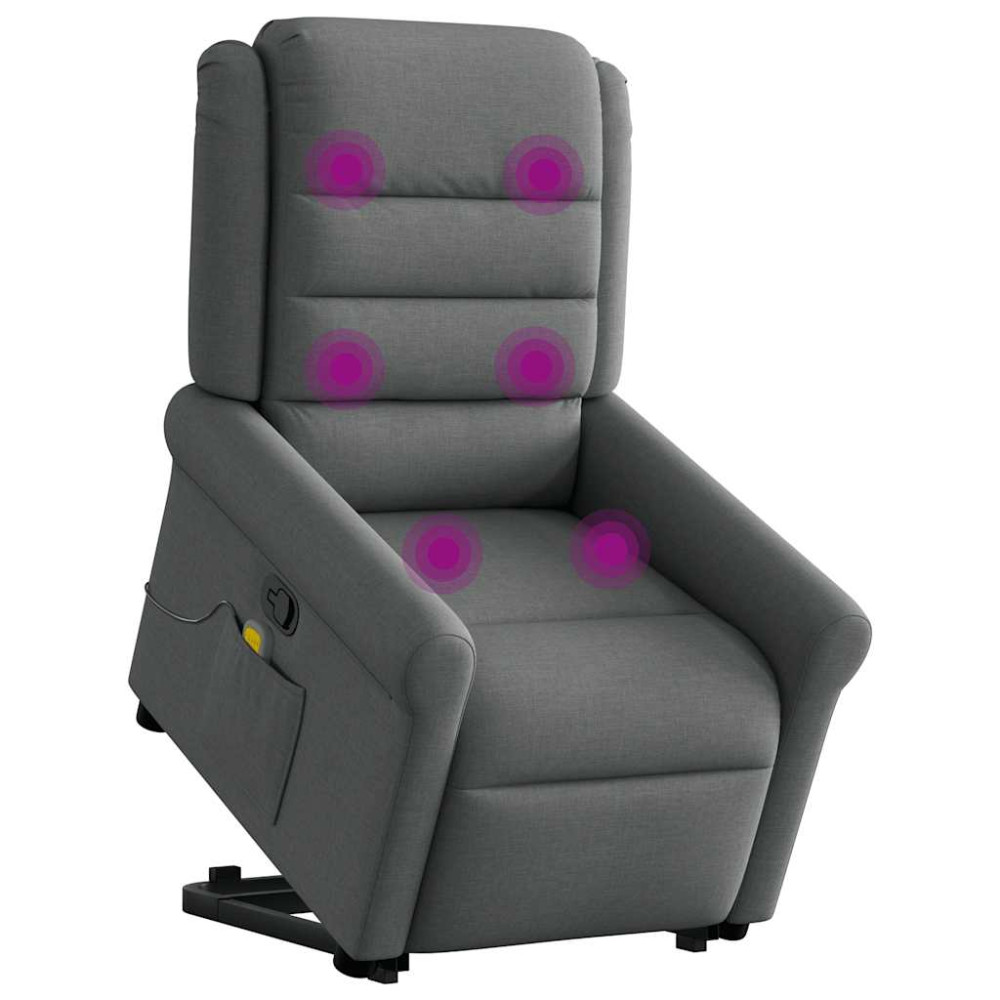 Produktbild för Massagefåtölj med uppresningshjälp mörkgrå tyg