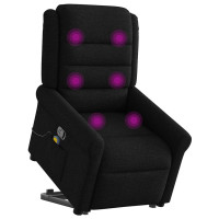 Produktbild för Massagefåtölj med uppresningshjälp svart tyg