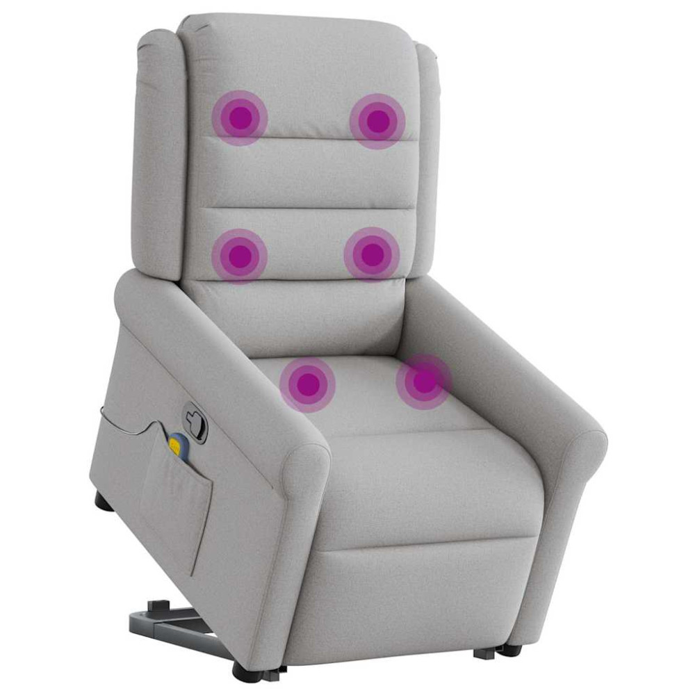 Produktbild för Massagefåtölj med uppresningshjälp molngrå tyg