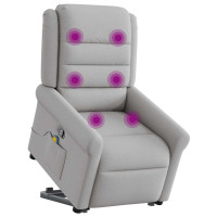 Produktbild för Massagefåtölj med uppresningshjälp molngrå tyg