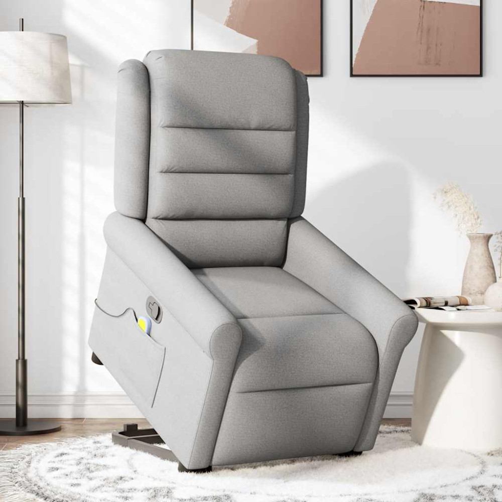 Produktbild för Massagefåtölj med uppresningshjälp molngrå tyg