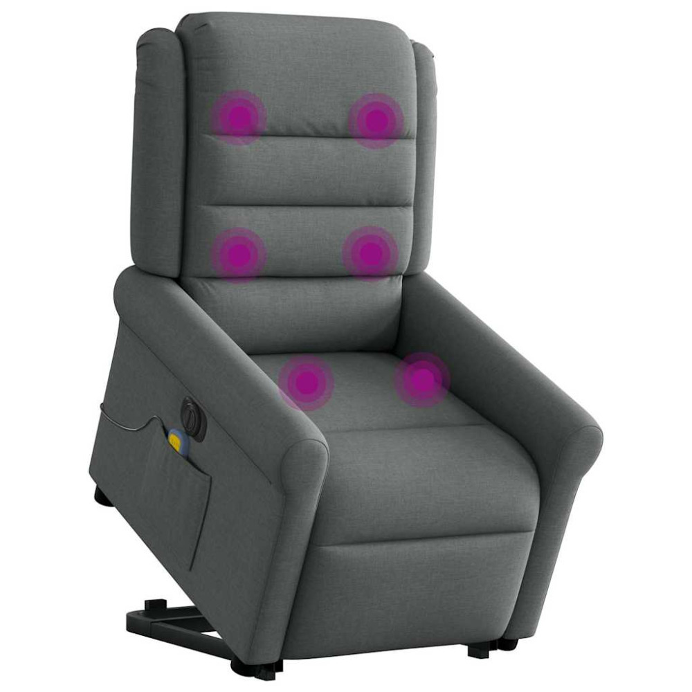 Produktbild för Elektrisk massagefåtölj med uppresningshjälp mörkgrå tyg