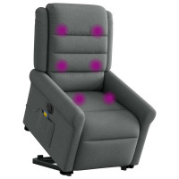 Produktbild för Elektrisk massagefåtölj med uppresningshjälp mörkgrå tyg