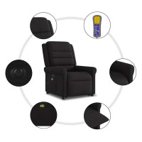 Produktbild för Elektrisk massagefåtölj med uppresningshjälp svart tyg