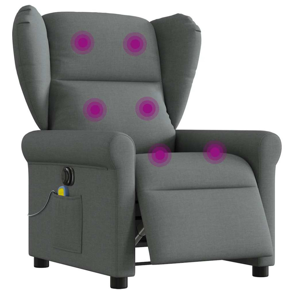 Produktbild för Elektrisk massagefåtölj mörkgrå tyg