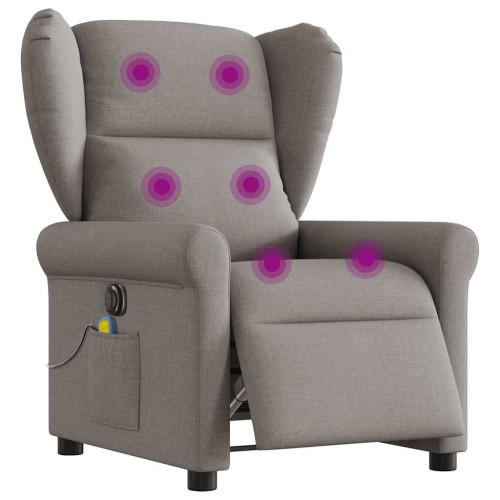 vidaXL Elektrisk massagefåtölj taupe tyg