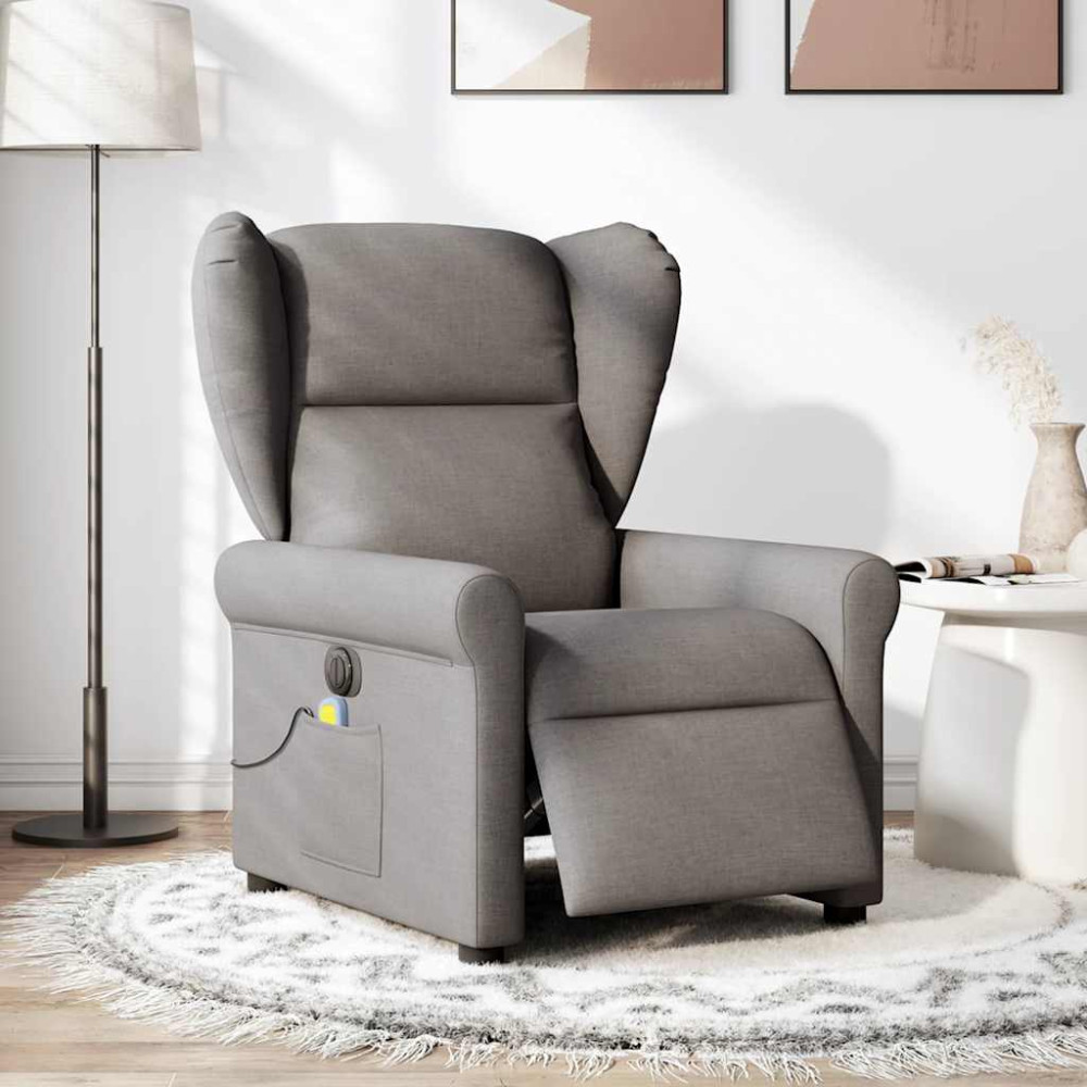 Produktbild för Elektrisk massagefåtölj taupe tyg