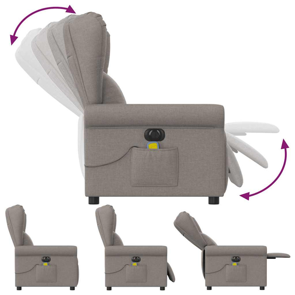 Produktbild för Elektrisk massagefåtölj taupe tyg