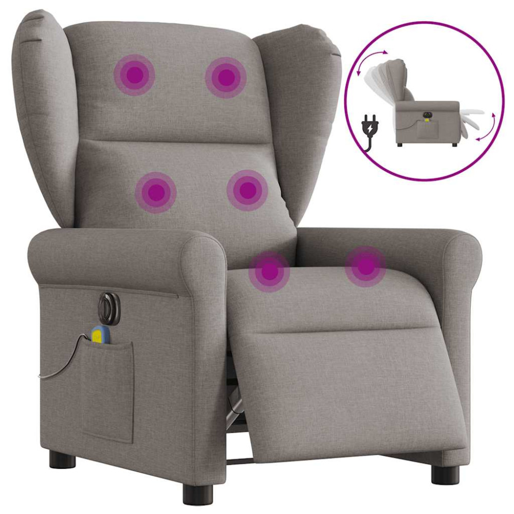 Produktbild för Elektrisk massagefåtölj taupe tyg