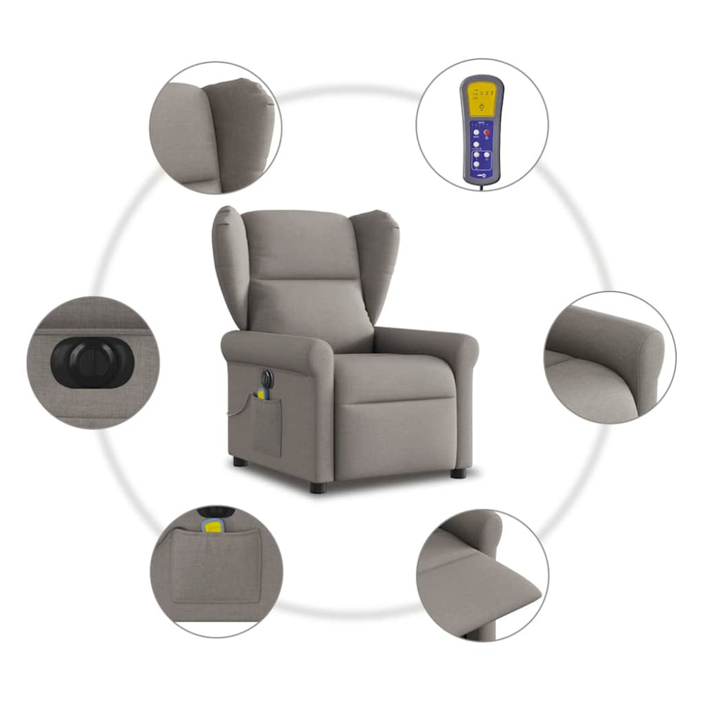 Produktbild för Elektrisk massagefåtölj taupe tyg