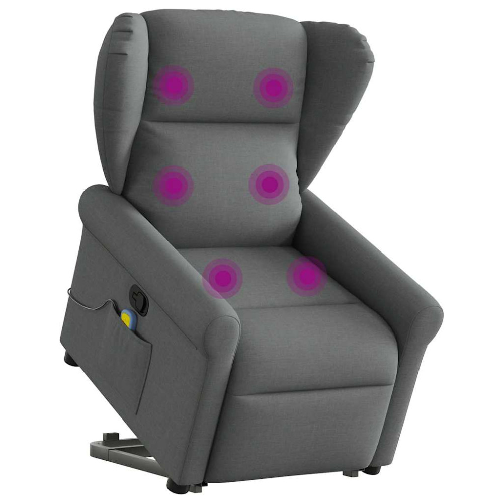 Produktbild för Massagefåtölj med uppresningshjälp mörkgrå tyg