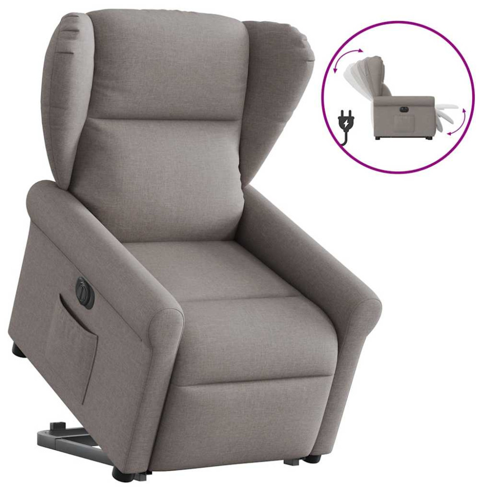 Produktbild för Elektrisk reclinerfåtölj med uppresningshjälp taupe tyg