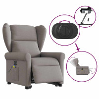 Produktbild för Elektrisk massagefåtölj med uppresningshjälp taupe tyg